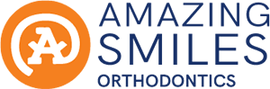 Amazing Smiles Orthodontics Logo - Dark blue sans-serif type with orange letter A icon to left