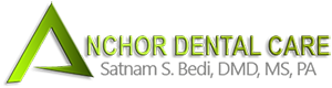 Anchor Dental Care Logo - Lime green sans-serif type with letter A icon to left