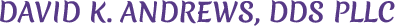 David K Andrews DDS Logo - Purple serif type