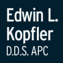 Edwin L Kopfler DDS Logo - White sans-serif type on navy blue background