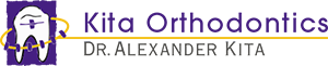 Kita Orthodontics Logo - Purple and black serif type with tooth icon to left