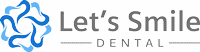 Lets Smile Dental Logo - Brown sans-serif type with blue flower icon to left