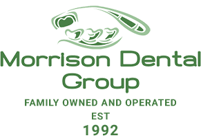 Morrison Dental Group Logo - Dark green sans-serif type with green mouth icon on top