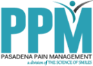 Padadena Pain Management Logo - Turquoise and black sans-serif type with person icon in upper right