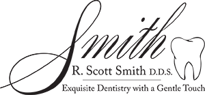 R Scott Smith DDS Logo - Black script and serif type with tooth icon to right