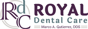 Royal Dental Care Logo - Purple and turquoise serif type
