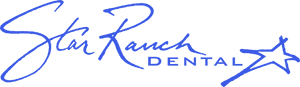 Star Ranch Dental Spa Logo - Bright blue script type with star icon to right