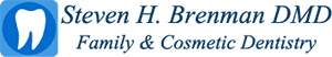 Steven H Brenman DMD Logo - Dark blue serif type with tooth icon to left